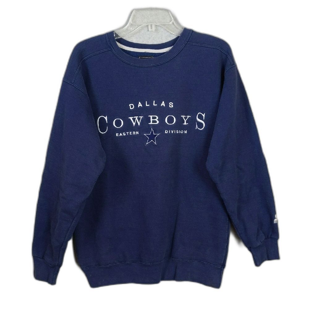 Starter Dallas Cowboys Eastern Division Blue Crewneck Sweatshirt Adult M Vintage